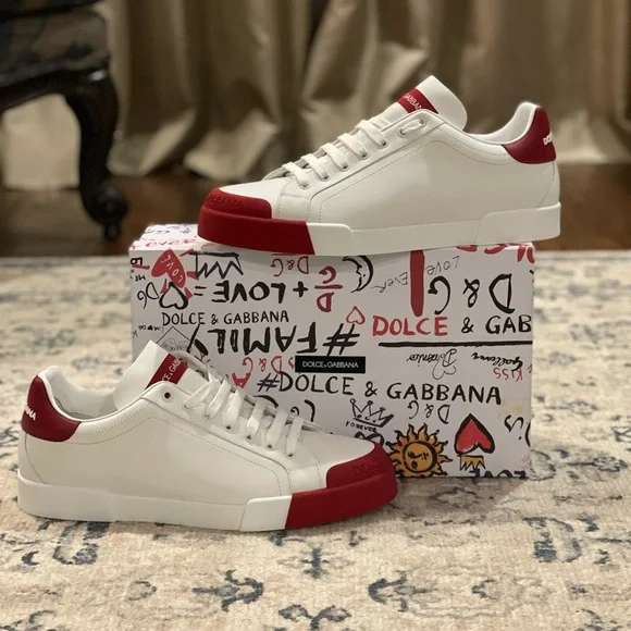 Gabbana Portofino Sneakers Dolce And Gabbana Red And White Shoes